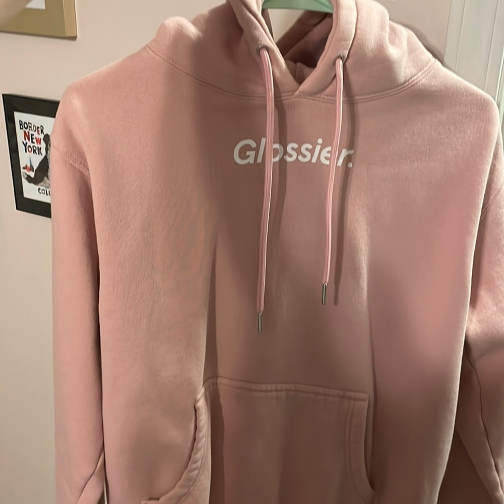 Original pink hoodie Glossier size small